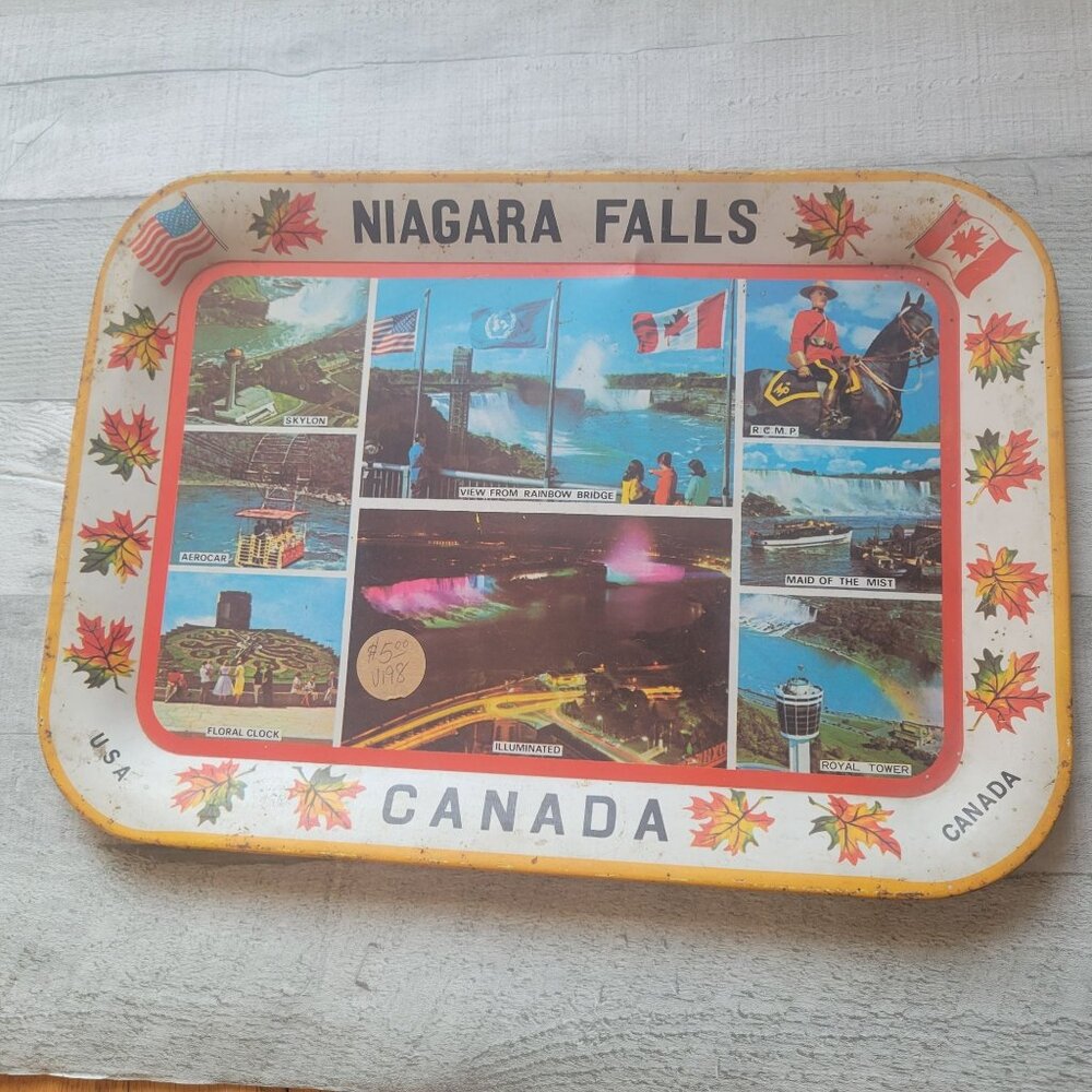 Vintage Niagara Falls Canada Souvenir Metal Tray